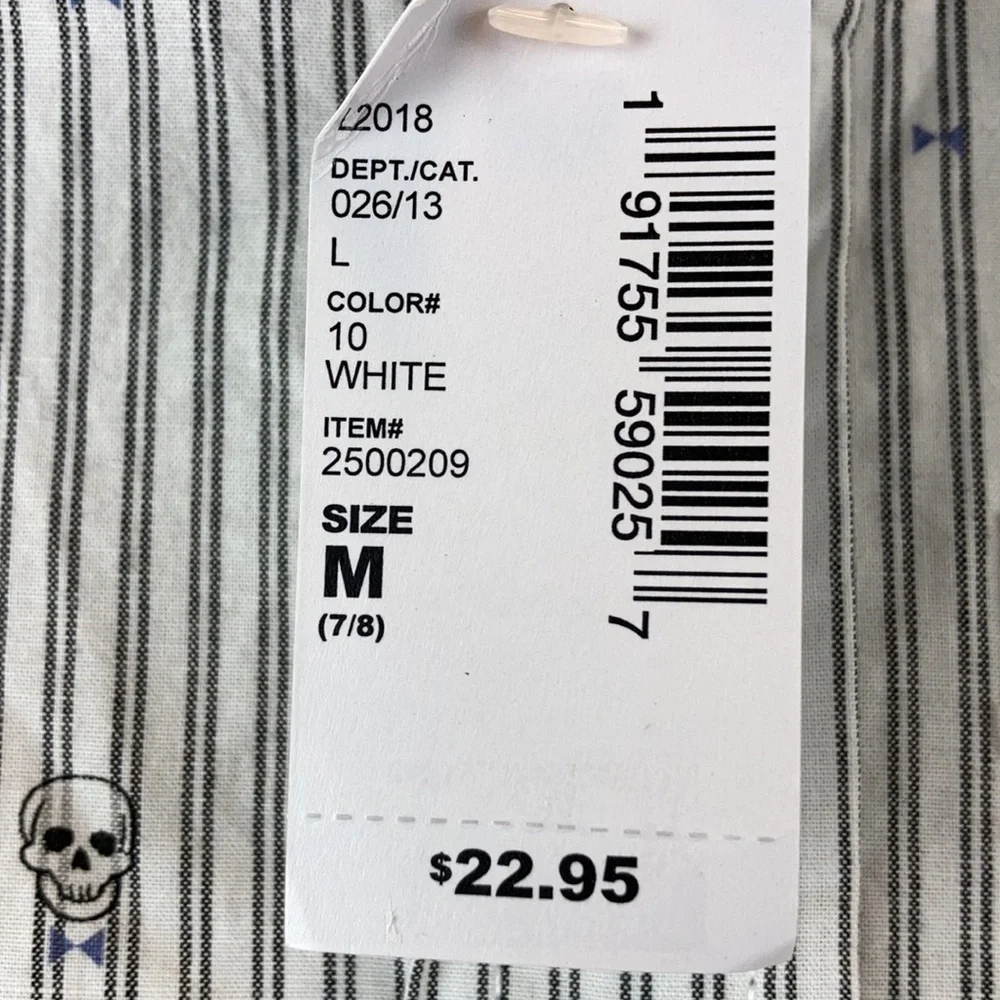 *Children’s Place New White Pinstriped Skull Medium Button Down Shirt C78